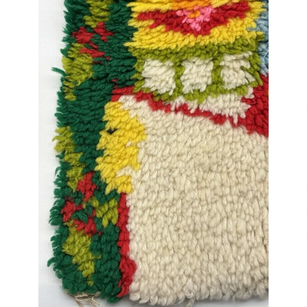 Vintage Rug 1980's Sesame Street Christmas Hand Crafted Wall Hanging